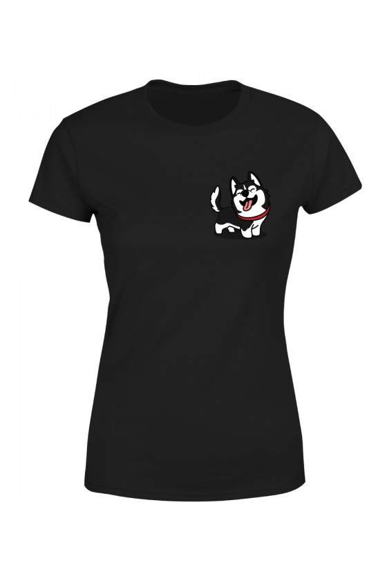 Koszulka Damska Szczęśliwy Husky