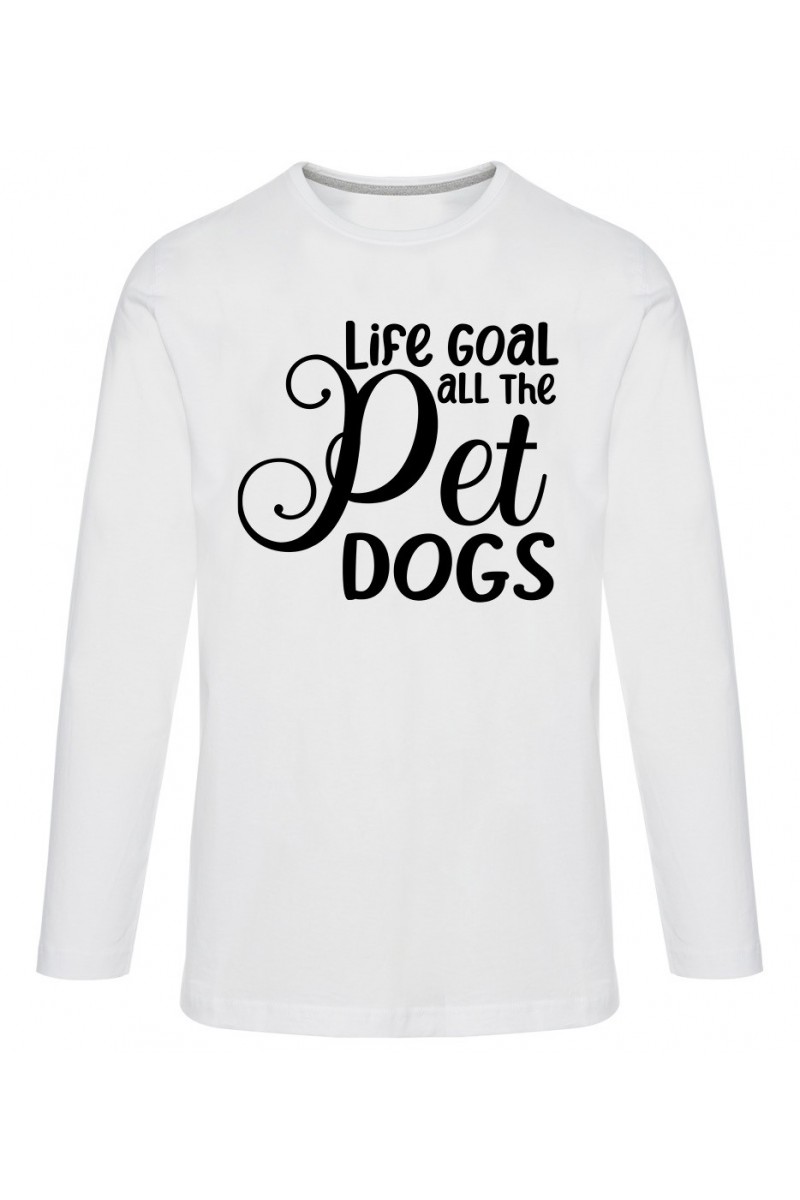 Koszulka Męska Longsleeve Life Goal - Pet All The Dogs