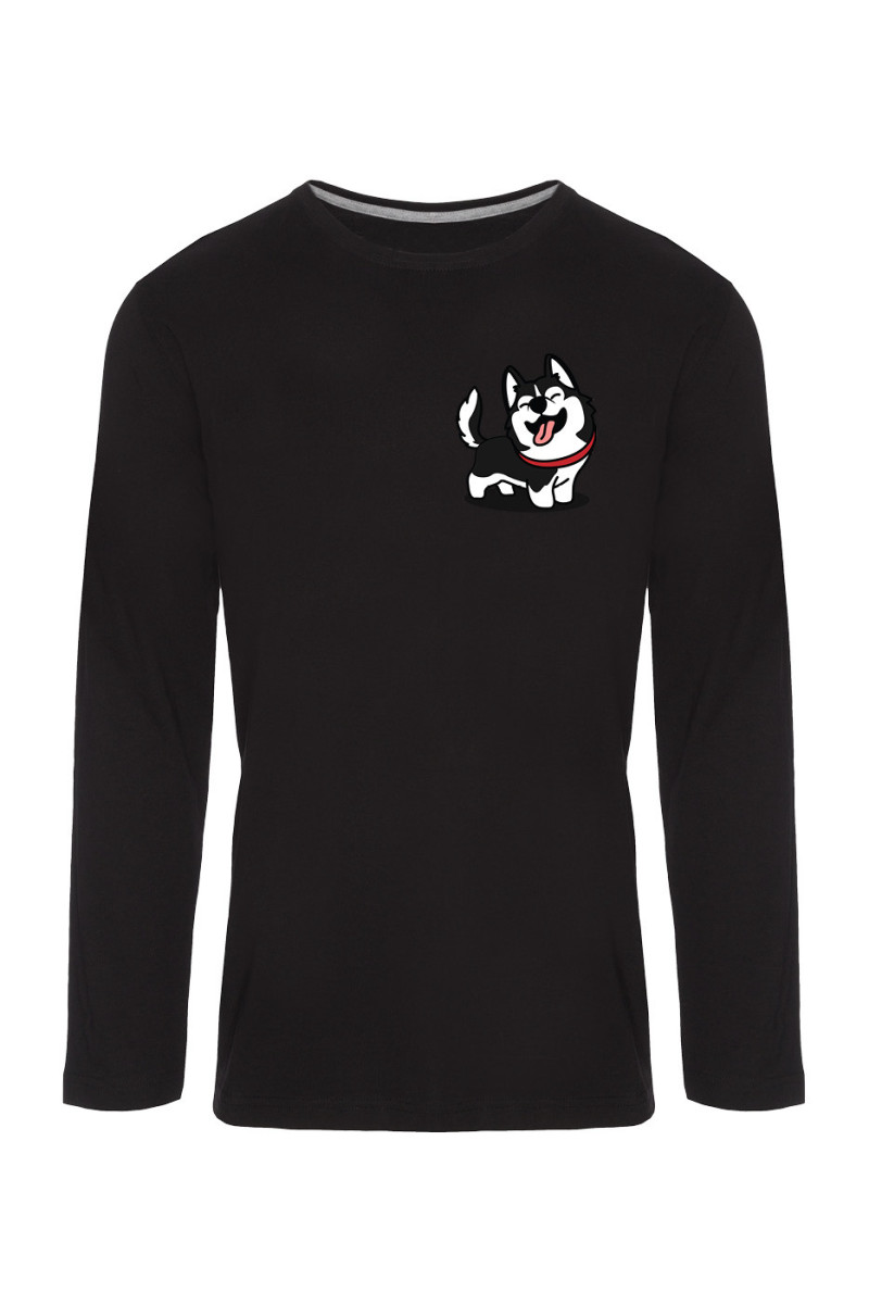 Koszulka Męska Longsleeve Szczęśliwy Husky