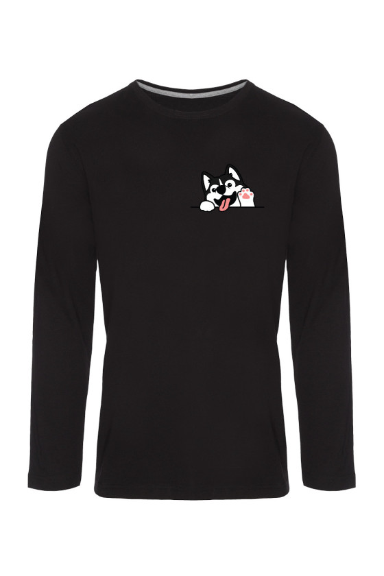 Koszulka Męska Longsleeve Machający Husky