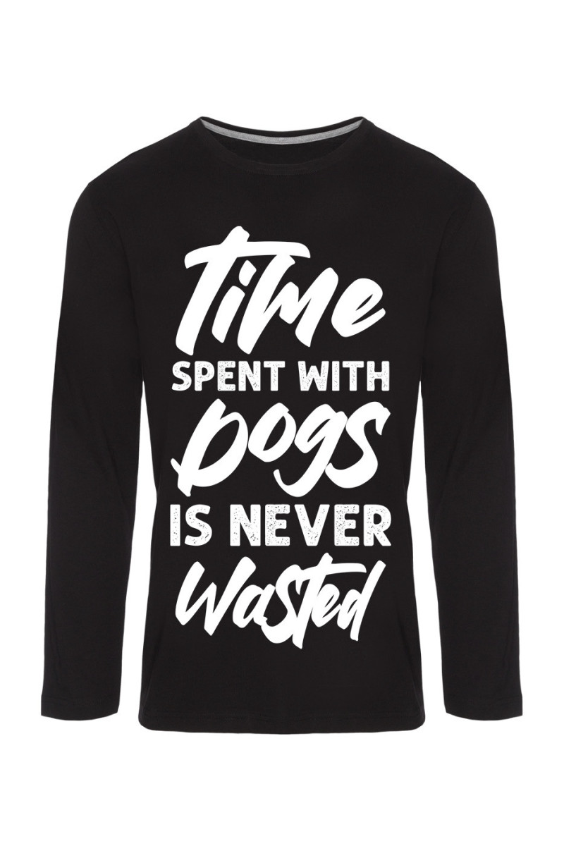 Koszulka Męska Longsleeve Time Spent With Dogs Is Never Wasted