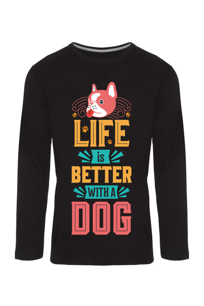 Koszulka Męska Longsleeve Life Is Better With A Dog